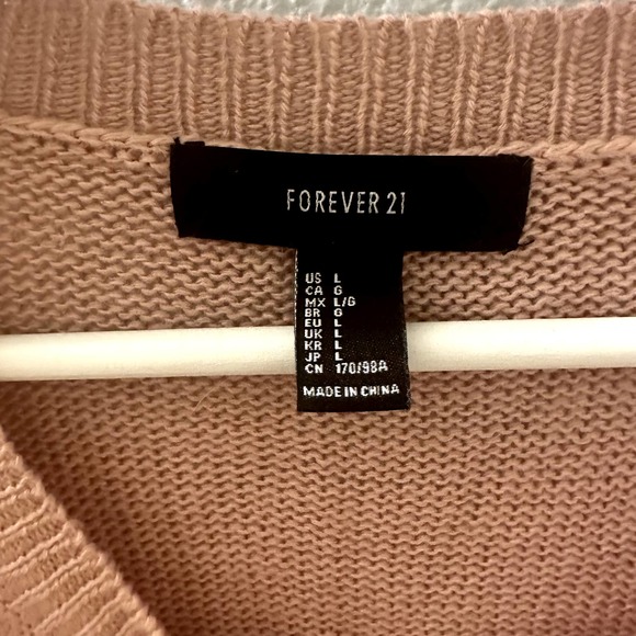 Forever 21 Women's Dusty Rose Lace-Up Front Knit Pullover Sweater Size Large - Picture 8 of 11